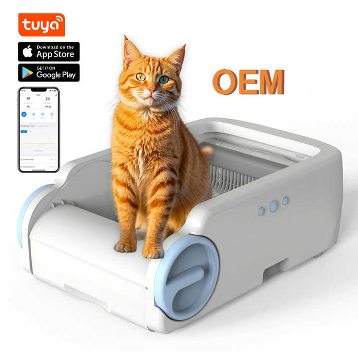 Caja de arena para gatos autolimpiable de apertura superior con control por aplicación